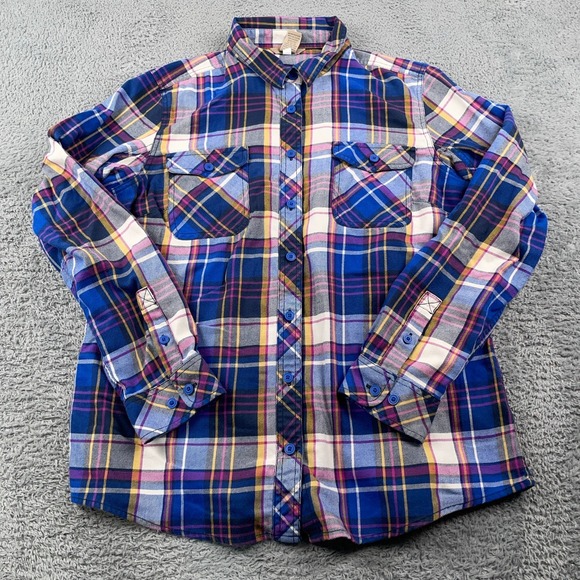 Duluth Trading Co Plaid Button-Up Women's Flannel Shirt Xl - Picture 2 of 9
